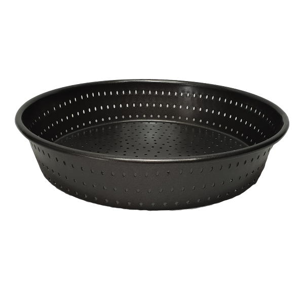 Perforated pie dish for crispy base.